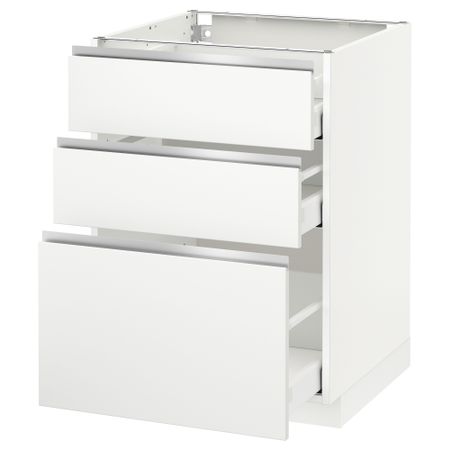 Напольный шкаф с 3 ящиками МЕТОД / МАКСИМЕРА, белый, Нодста белый