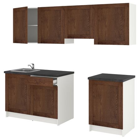Кухня, под коричневый мореный ясень 240x61x220 см IKEA KNOXHULT КНОКСХУЛЬТ 994.177.83