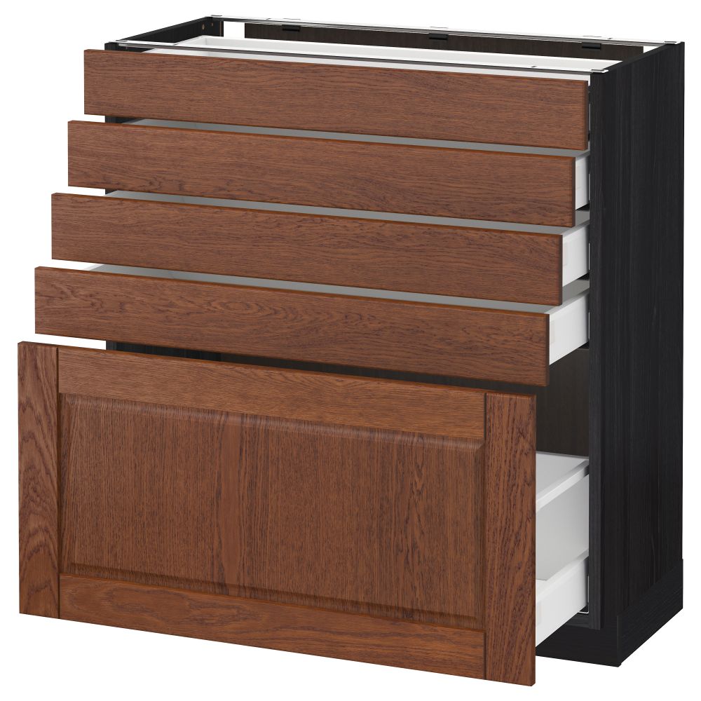 Напольный шкаф с 5 ящиками МЕТОД / МАКСИМЕРА, черный, Филипстад коричневый - схема-чертеж с размерами