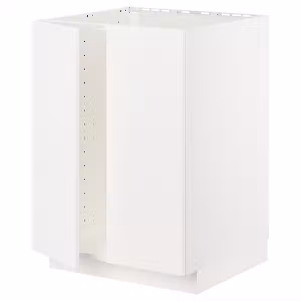 METOD Напольный шкаф для мойки+2 двери - белый/Veddinge белый 60x60 см - фото 1