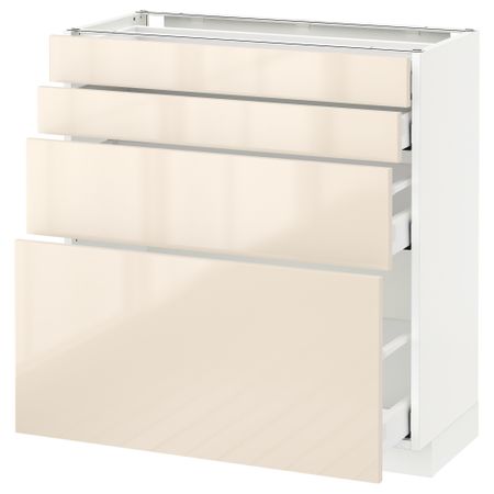 Напольный шкаф 4 фронтальных панели, 4 ящика МЕТОД / МАКСИМЕРА, белый, Рингульт кремовый
