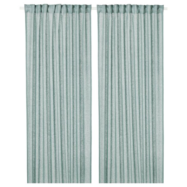 Гардины, 1 пара ЛЕЙОНГЭП, зеленый (145x300 см) - фото 1