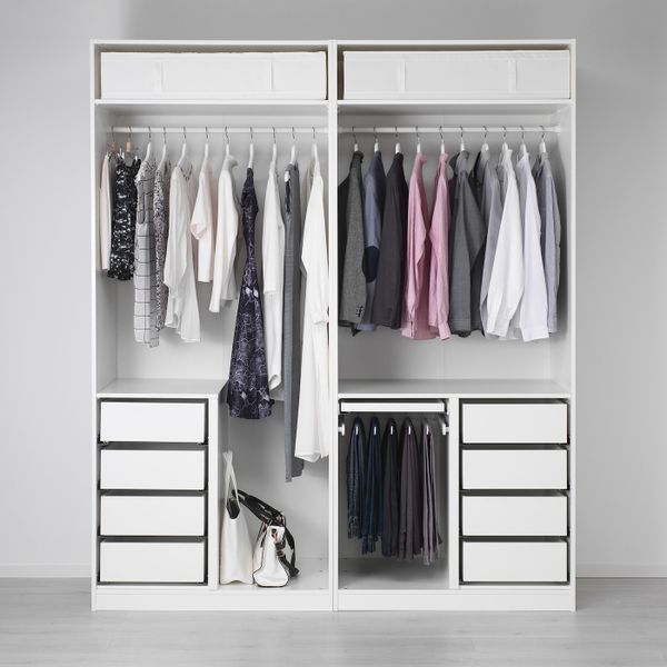 Гардероб, белый, Фьельхамар темный бамбук, 200x66x236 см IKEA ПАКС 492.439.31 - схема-чертеж с размерами