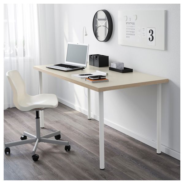 Стол ЛИННМОН / АДИЛЬС, бежевый, белый (150x75 см) - фото 2