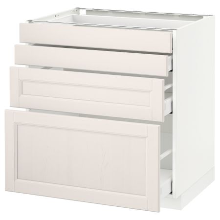 Напольный шкаф 4 фронтальных панели, 4 ящика МЕТОД / МАКСИМЕРА, белый, Лаксарби белый