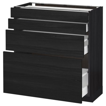 Напольный шкаф 4 фронтальных панели, 4 ящика МЕТОД / МАКСИМЕРА, черный, Тингсрид черный