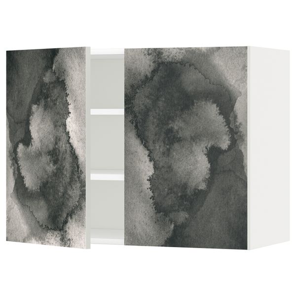 Навесной шкаф с полками, 2 дверцы МЕТОД, белый - схема-чертеж с размерами