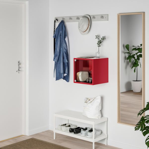 Навесной шкаф со стеклянной дверью, красный 35x35x35 см IKEA ЭКЕТ 393.363.70 - фото 3