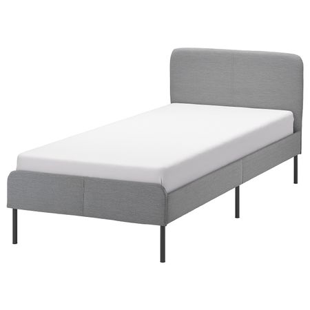 Каркас кровати с обивкой, Книса светло-серый 90x200 см IKEA SLATTUM СЛАТТУМ 304.501.24