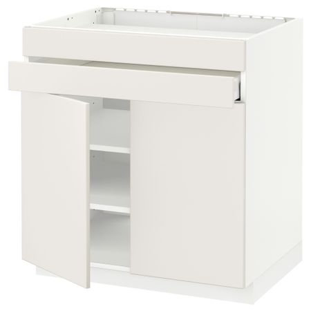 Напольный шкаф для варочной панели, 2 ящика, 2 фасада, 1 ящик МЕТОД / МАКСИМЕРА, белый, Веддинге белый (80x60 см)