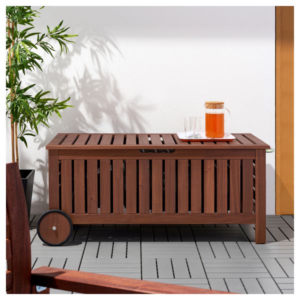 Садовая скамья с ящиком ЭПЛАРО, коричневая морилка коричневый (128x57 см) - фото 4