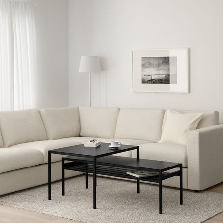 Столы с двусторонними столешницами, 2 предм., черный/бежевый IKEA НИБОДА 192.083.21