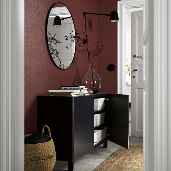 Комбинация для хранения с дверцами, черно-коричневый/РИКСВИК/стуббарп под брашированное темное олово 120x42x74 см IKEA BESTÅ - фото 2