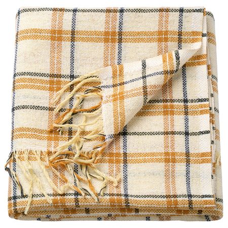 Плед, желтый/коричневый 130x180 см IKEA NORDHILD НОРДХИЛЬД 004.856.91