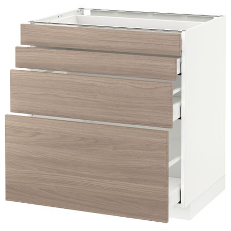 Напольный шкаф 4 фронтальных панели, 4 ящика МЕТОД / МАКСИМЕРА, белый, Брокхульт светло-серый