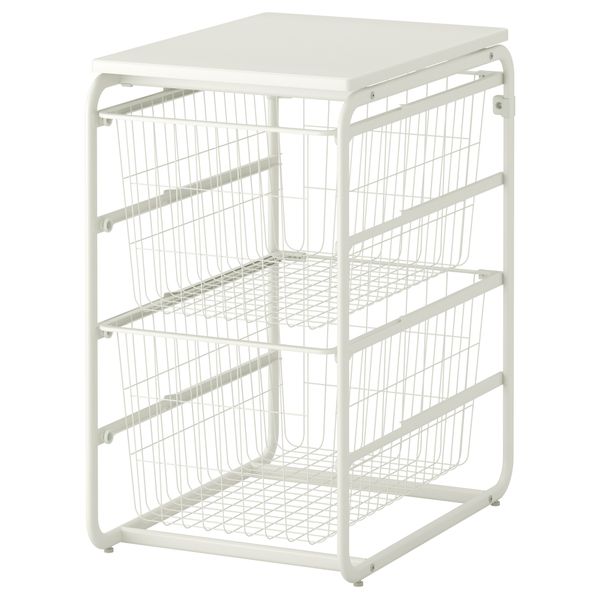 Рама, 2 проволочных корзины, верхняя полка АЛЬГОТ, белый (41x60x72 см) - схема-чертеж с размерами