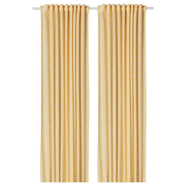 Гардины, 1 пара, белый, желтый 145x300 см IKEA ДОРТЕА 604.279.43 - фото 1