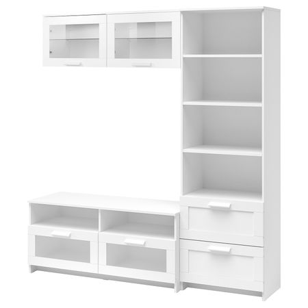 Шкаф для ТВ, комбинация, белый 180x41x190 см IKEA BRIMNES БРИМНЭС 993.966.53
