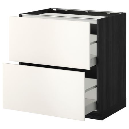 Напольный шкаф, 2 фронтальных панели/2ящика, черный, Тингсрид черный 80x60 см IKEA МЕТОД / МАКСИМЕРА 292.349.18