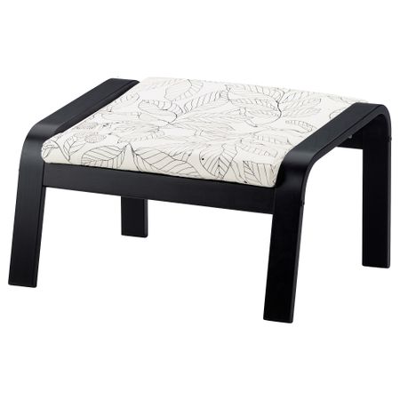 Табурет для ног ПОЭНГ, черно-коричневый, Висланда черный/белый