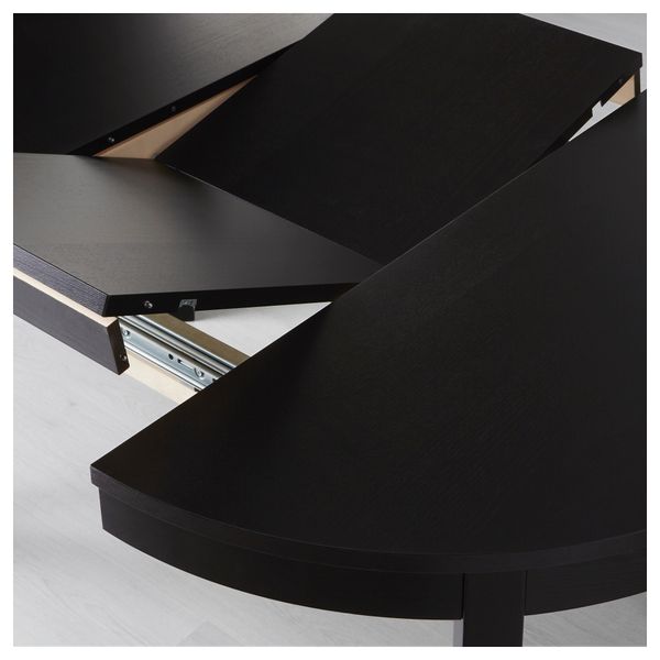 Раздвижной стол БЬЮРСТА, коричнево-чёрный (115/166 см) - фото 4