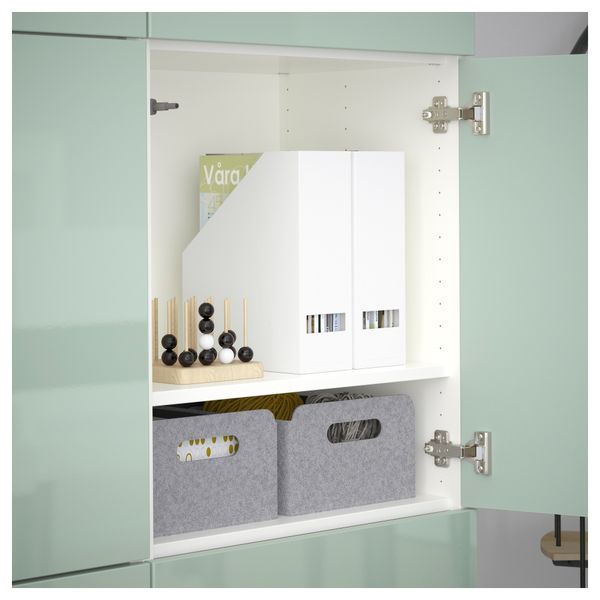 Комбинация для хранения с дверцами БЕСТО, белый, Сельсвикен глянцевый/серо-зеленый светлый (120x40x192 см) - схема-чертеж с размерами