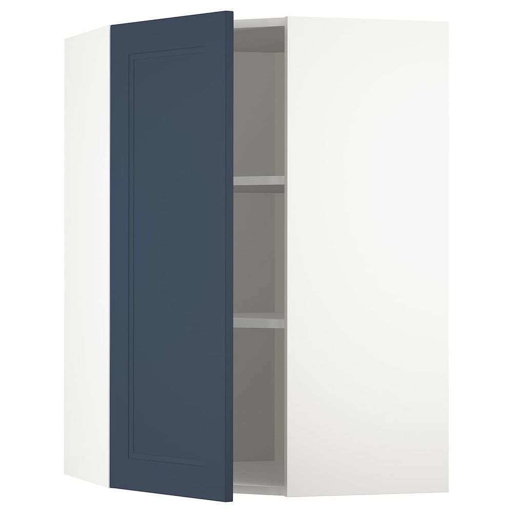 Угловой навесной шкаф с полками, белый Акстад/матовая поверхность синий 68x100 см IKEA METOD МЕТОД 394.020.01 - фото 1