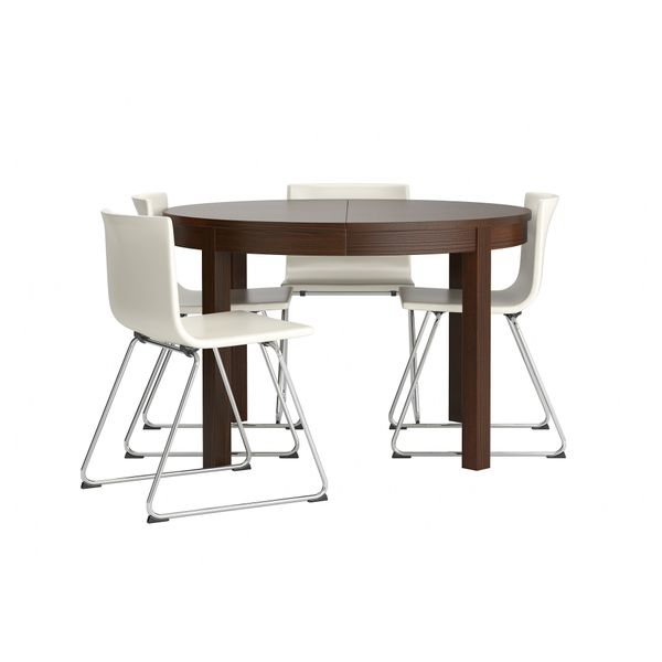 Стол и 4 стула БЬЮРСТА / БЕРНГАРД, коричневый, Кават белый (115 см) - фото 1