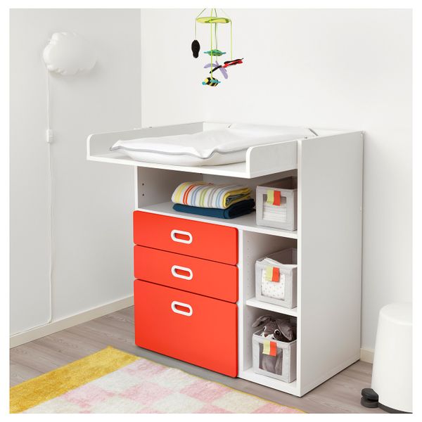 Пеленальный стол с ящиками, белый, красный 90x79x102 см IKEA STUVA СТУВА / FRITIDS ФРИТИДС 492.531.66 - фото 2