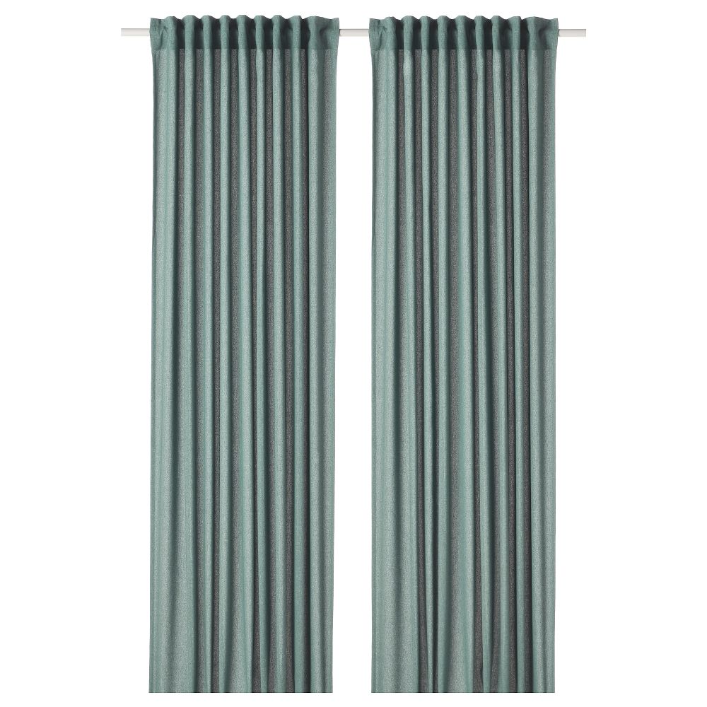 Затемняющие гардины, 2 шт., 145x300 см, зелено-синий IKEA HANNALEN ЛЕНA ХАННАЛЕНА 204.698.50 - фото 1