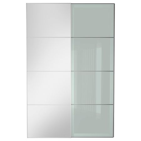 Пара раздвижных дверей АУЛИ / СЭККЕН, зеркальное стекло, матовое стекло