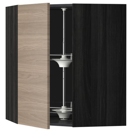 Угловой навесного шкаф с вращающейся секцией, 68x80 см, черный, Brokhult светло-серый IKEA METOD МЕТОД 891.201.22