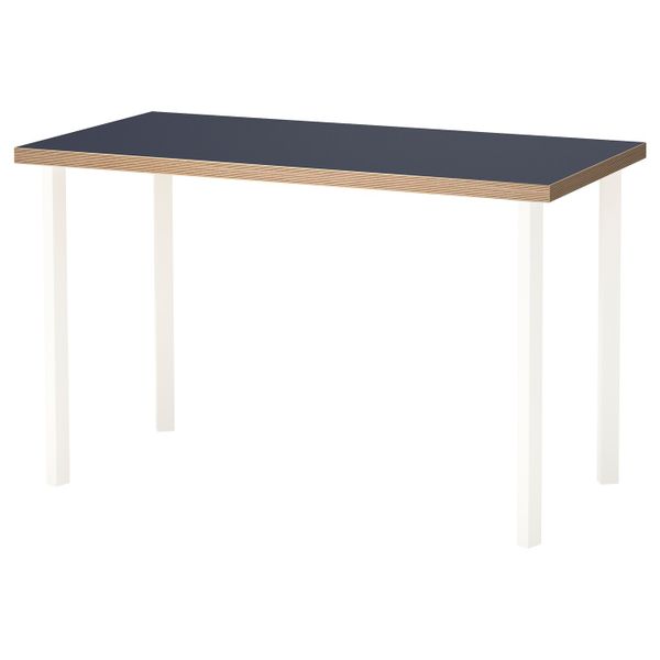 Стол, синий, белый, 120x60 см IKEA ЛИННМОН / ГОДВИН 892.792.54 - фото 1