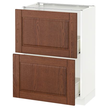 Напольный шкаф с 2 ящиками МЕТОД / ФОРВАРА, белый, Филипстад коричневый