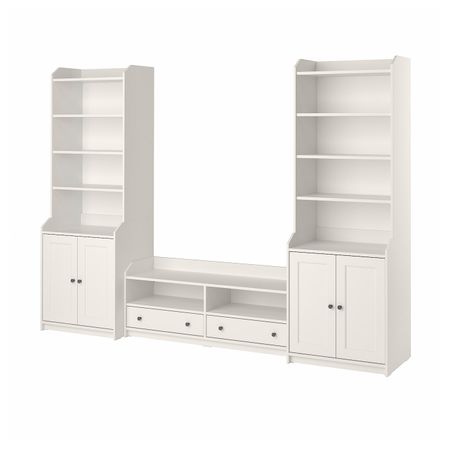 Комбинация для хранения/под ТВ, белый 277x46x199 см IKEA HAUGA ХАУГА 793.887.29