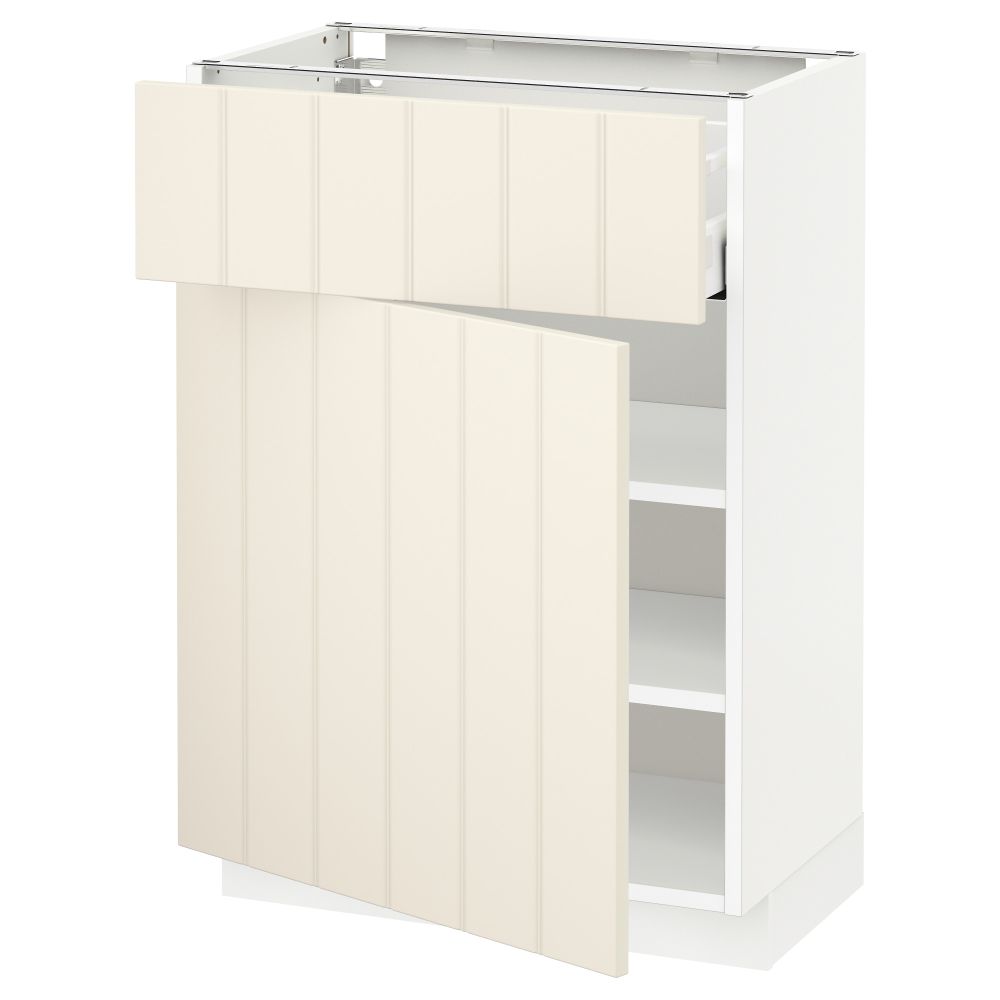 Напольный шкаф с ящиком, дверью МЕТОД / МАКСИМЕРА, белый, Хитарп белый с оттенком - схема-чертеж с размерами