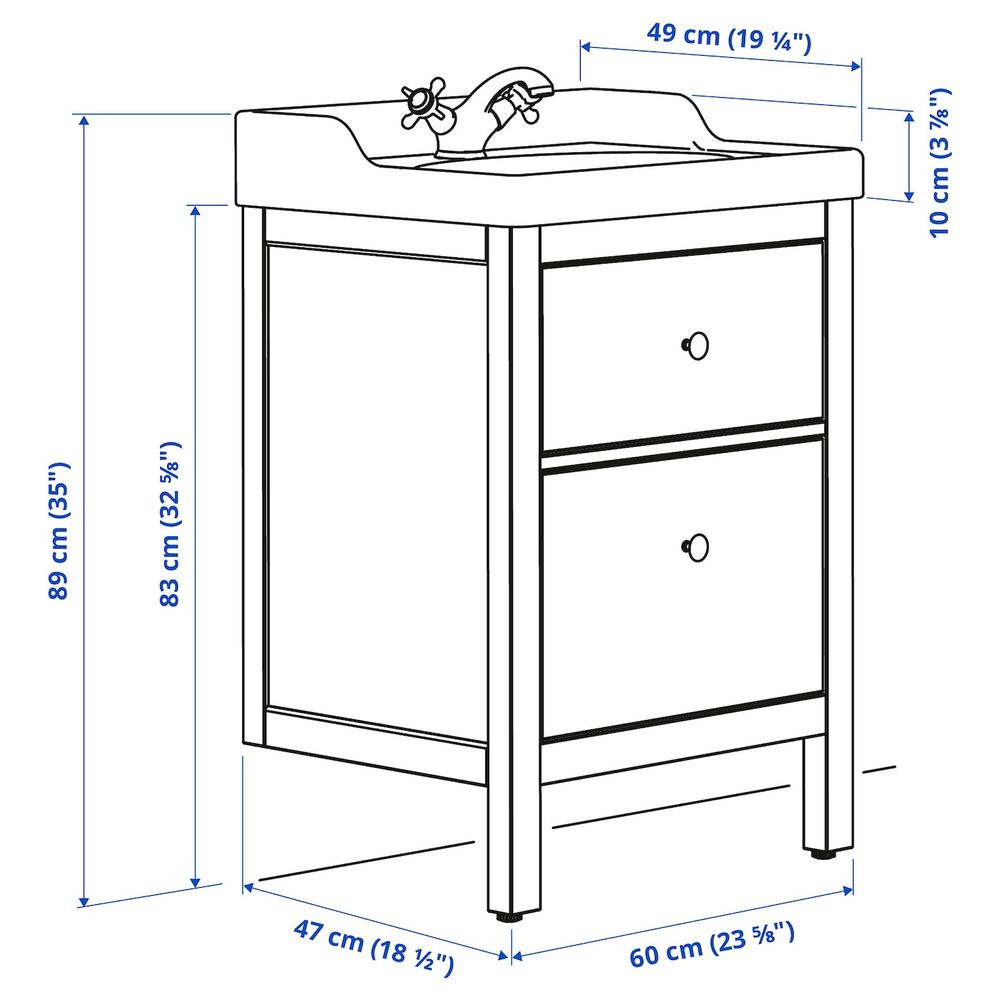 Шкаф для раковины с 2 ящ, белый/РУНШЕР смеситель 62x49x89 см IKEA HEMNES ХЕМНЭС / RÄTTVIKEN РЭТТВИКЕН 692.936.61 - фото 1