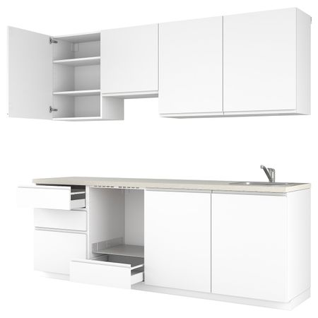 Кухня, белый/Воксторп матовый белый 240x60x228 см IKEA METOD МЕТОД 393.873.26