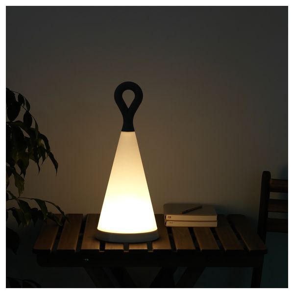 Настольная светодиодная лампа, солнечная батарея СОЛВИДЕН, треугольник, серый белый (42 см) - фото 2