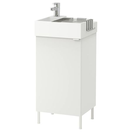Шкаф под раковину с 1 дверцей, белый/ЭНСЕН смеситель 41x41x87 см IKEA LILLÅNGEN ЛИЛЛОНГЕН 292.938.37