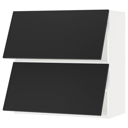 Навесной шкаф, 2 дверцы, горизонтал, белый/Юдевалла антрацит 80x80 см IKEA МЕТОД 392.403.96