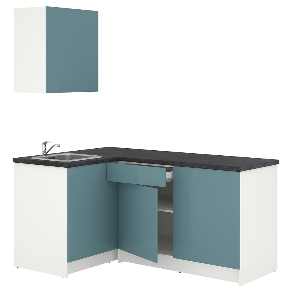 Кухня, глянцевый/синяя бирюза 120x180x220 см IKEA KNOXHULT КНОКСХУЛЬТ 594.243.80 - фото 1