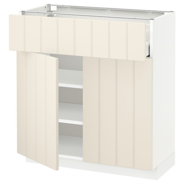 Напольный шкаф + ящик/2дверцы, белый/Хитарп белый с оттенком 80x37 см IKEA METOD МЕТОД / MAXIMERA МАКСИМЕРА 792.307.29 - схема-чертеж с размерами