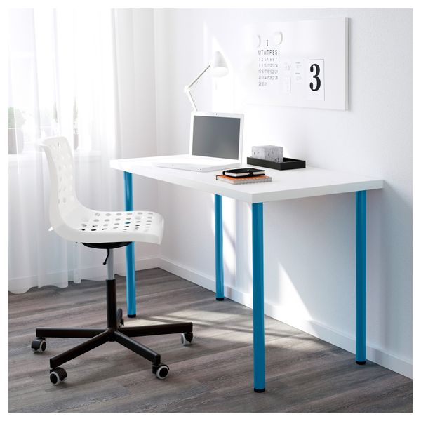 Стол ЛИННМОН / АДИЛЬС, белый, синий (120x60 см) - схема-чертеж с размерами