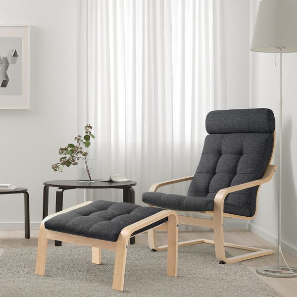 Кресло, березовый шпон/Гуннаред темно-серый IKEA POÄNG ПОЭНГ 894.372.20 - фото 2