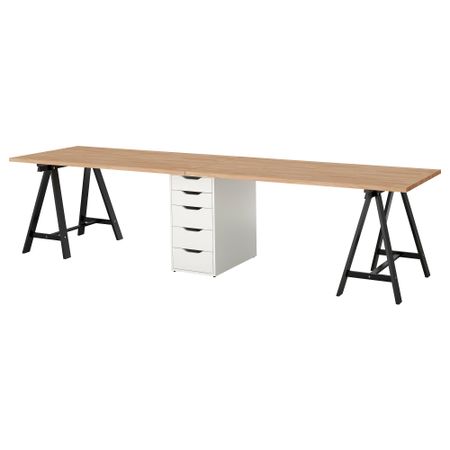 Стол ГЕРТОН / АЛЕКС, бук, черный белый (310x75 см)