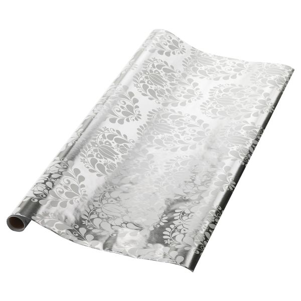 Рулон оберточной бумаги ВИНТЕР 2016, серебристый, белый цветок (2x0.7 м) - фото 1