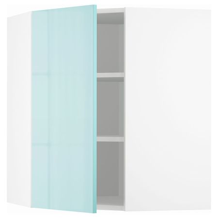 Угловой навесной шкаф с полками, белый Ерста/глянцевый светлая бирюза 68x80 см IKEA METOD МЕТОД 194.145.33