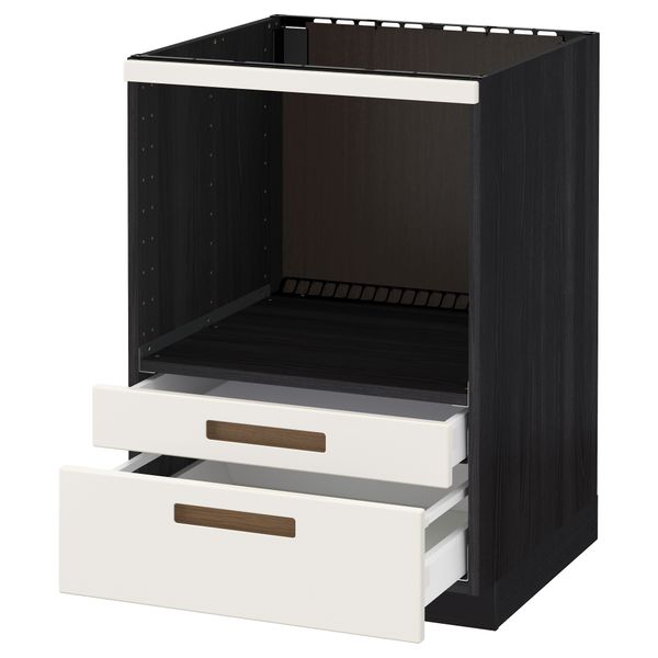 Напольный шкаф для комбинирования СВЧ, ящики МЕТОД / МАКСИМЕРА, черный, Мэрста белый (60x60 см) - схема-чертеж с размерами