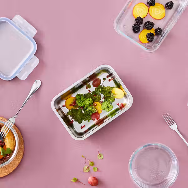 IKEA 365+ Контейнер для продуктов - прямоугольн формы/нержавеющ сталь 1.0 л - схема-чертеж с размерами